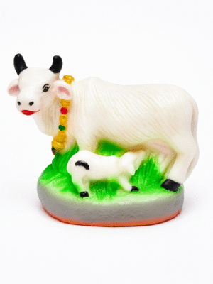 Kamdhenu Cow with Calf Statue Decorative Showpiece - 8x7x3 cm