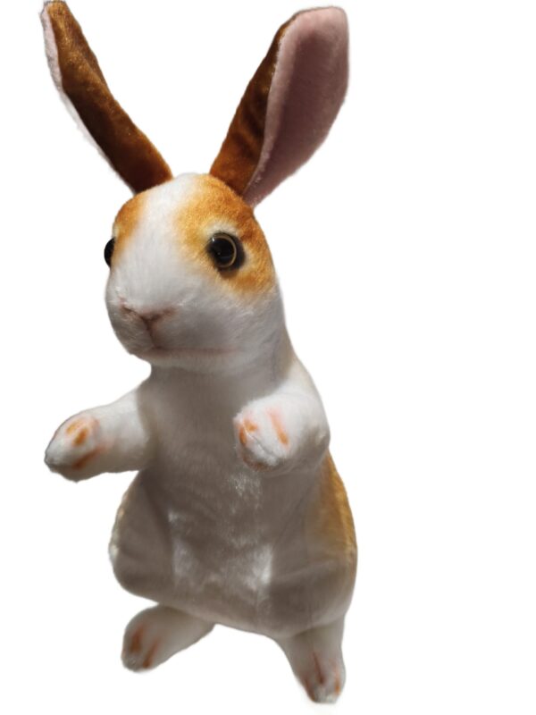 Adorable Standing Rabbit Soft Toy – Brown & White Plush Bunny for Kids and Gifting (30 cm)