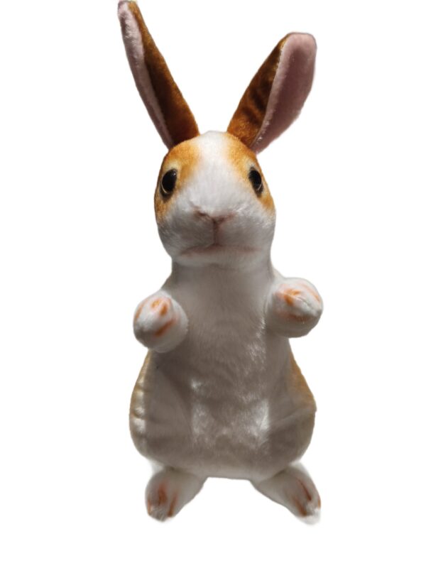 Adorable Standing Rabbit Soft Toy – Brown & White Plush Bunny for Kids and Gifting (30 cm)
