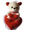 Plush Teddy Bear with Heart Cushion – "You're My Best Friend"
