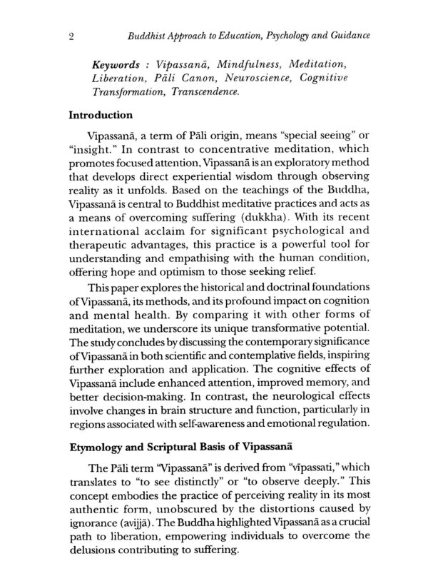 Buddhist Approach to Education, Psychology and Guidance